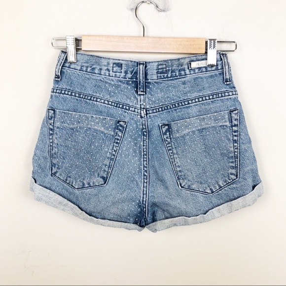 Brandy Melville light wash polka dot Jean Shorts - Picture 2 of 5